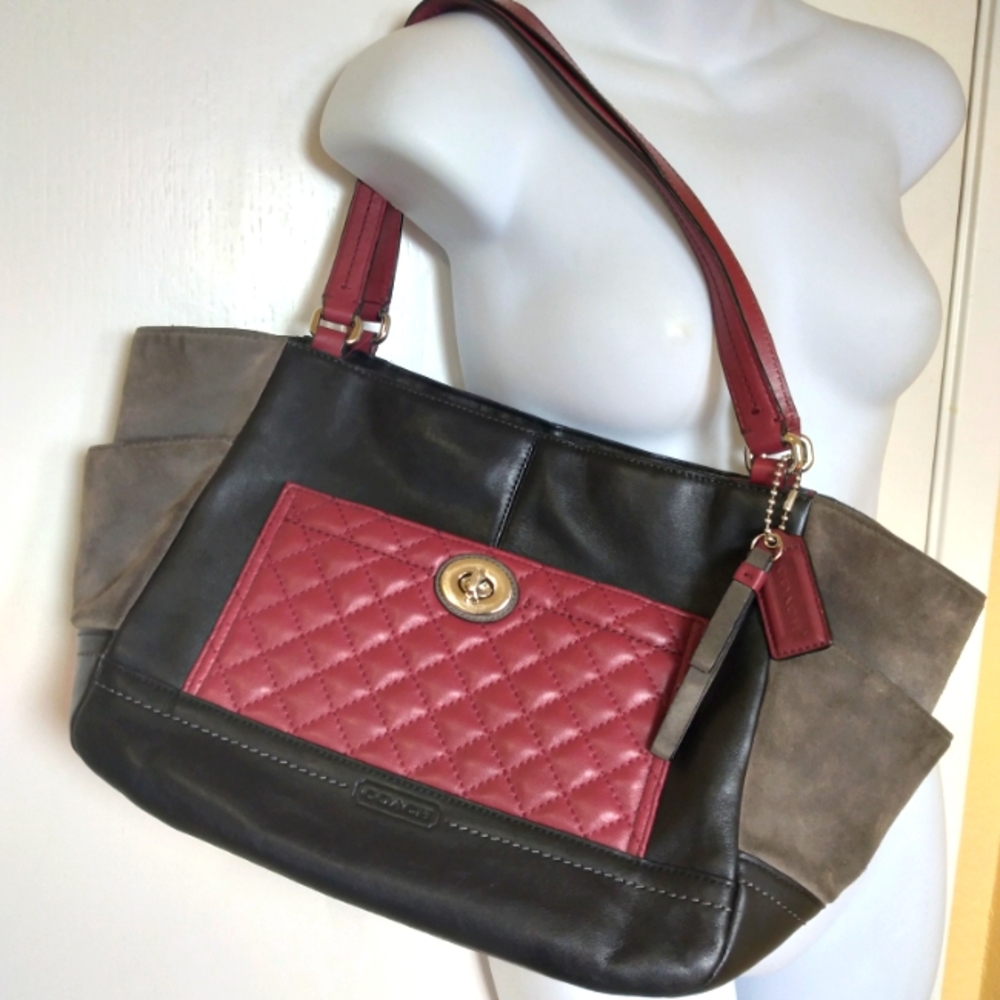 Genuine Coach Tri-color Suede/Leather Purse